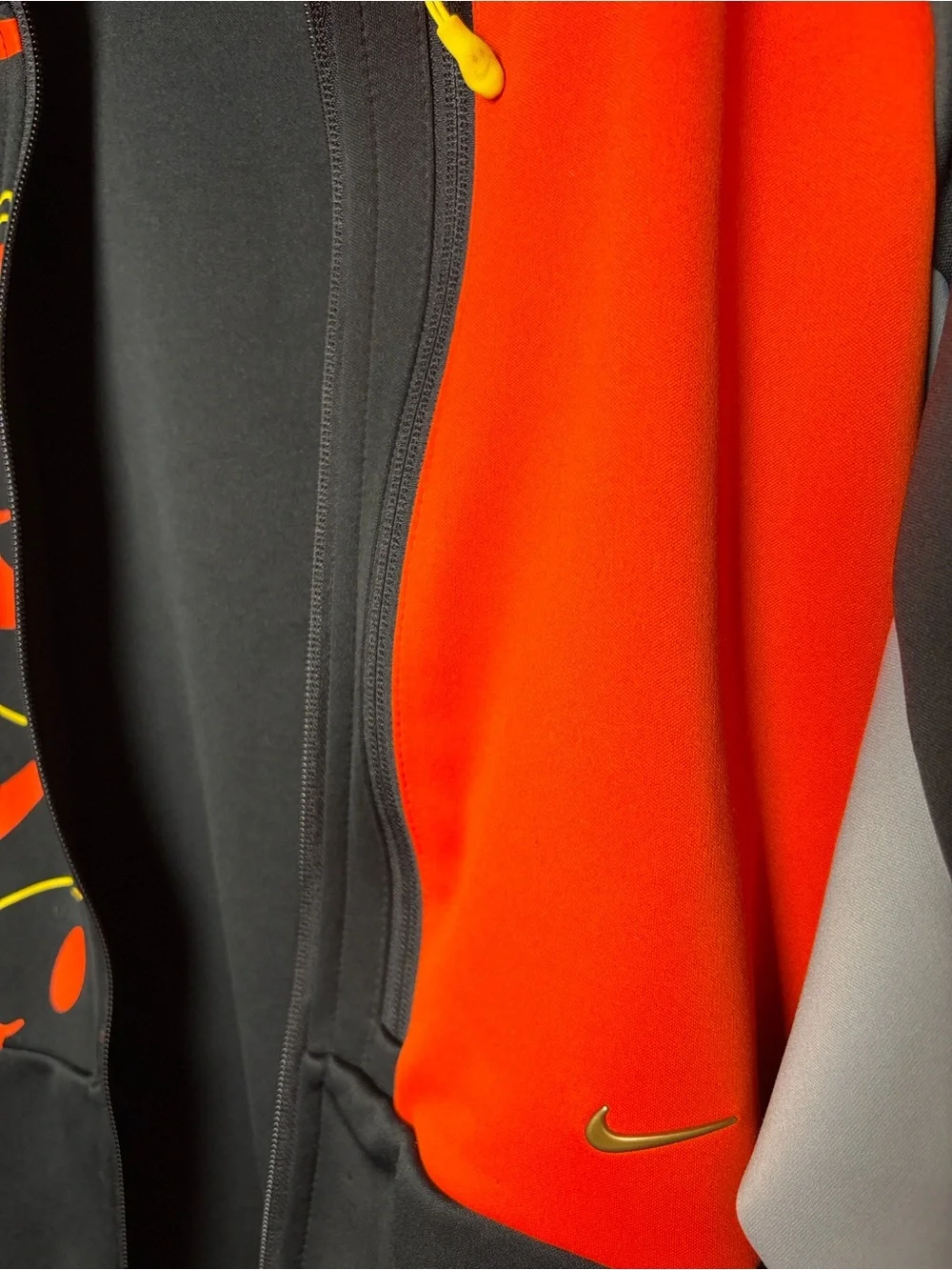 Nike Black Orange & Gray Smiley-Panel Full-Zip Jacket